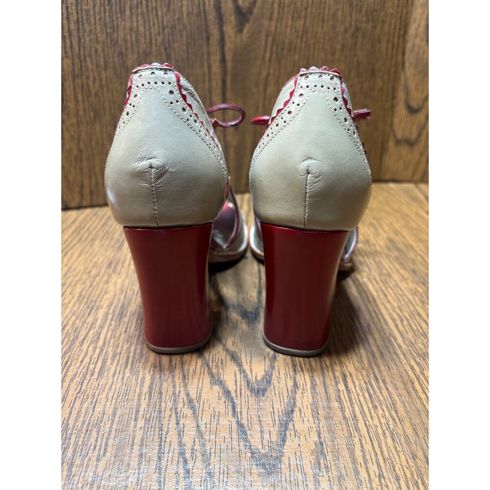 Sarah Chofakian Mary Jane Lace Up Peep Toe Size EU38 Handmade in Brazil - Picture 3 of 14